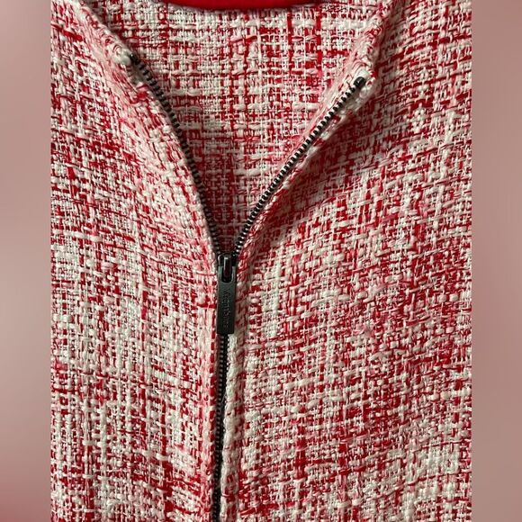 Sanctuary Women’s Size Large Red White City Long Tweed Jacket Zippered W/pockets - Picture 3 of 8